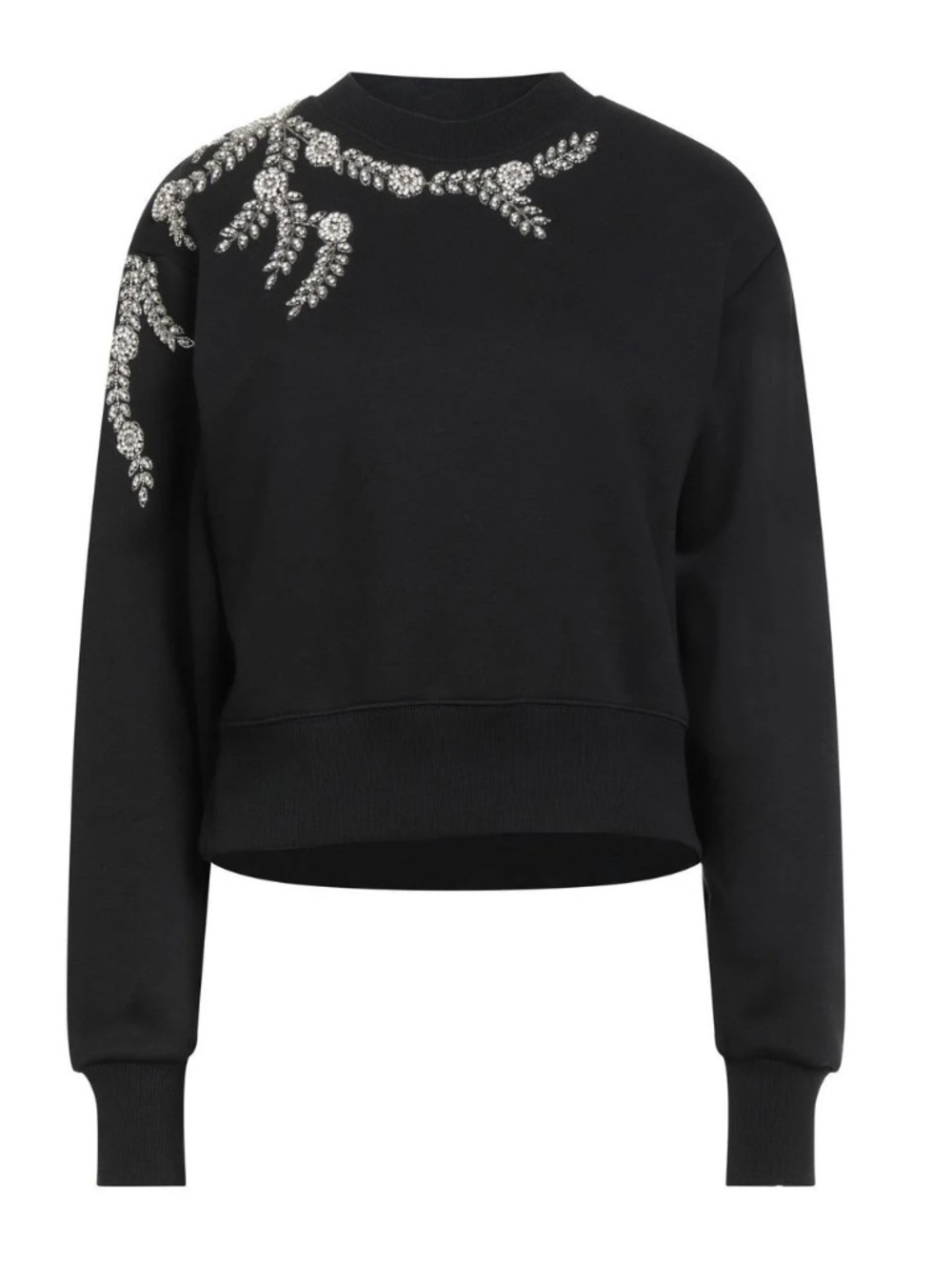 Sandro Rhinestone Embellished Sweatshirt in Black, Size 4 FR, US XL